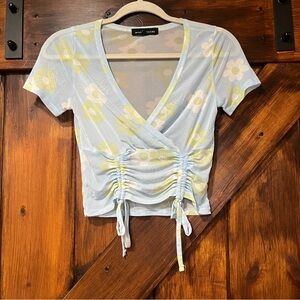 Social Scene floral mesh see-through top